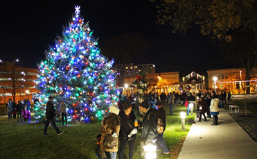 Holiday tree lit at Greene Square Park